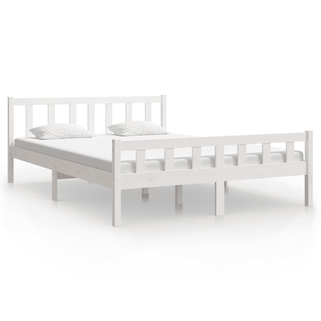 Cadre de lit sans matelas blanc bois de pin massif - XIOS