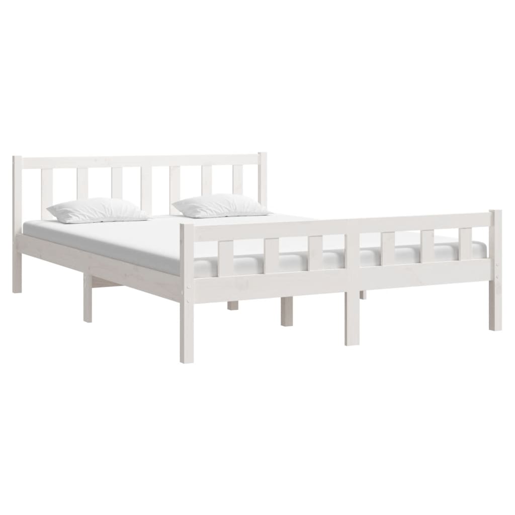 Cadre de lit sans matelas blanc bois de pin massif - XIOS