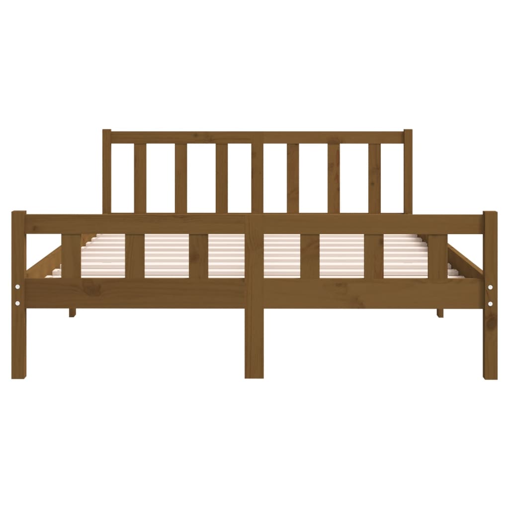 Cadre de lit sans matelas marron miel bois massif - XIOS