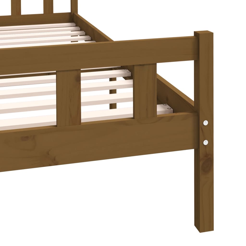 Cadre de lit sans matelas marron miel bois massif - XIOS