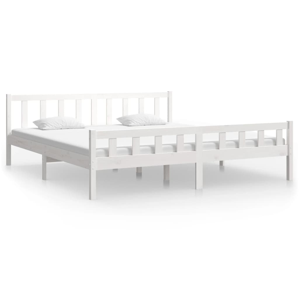 Cadre de lit sans matelas blanc bois massif 160x200 cm - XIOS