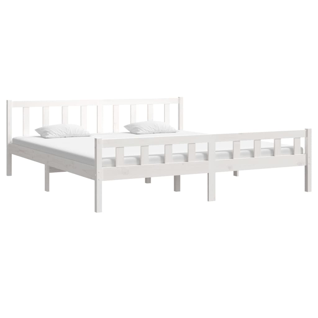 Cadre de lit sans matelas blanc bois massif 160x200 cm - XIOS
