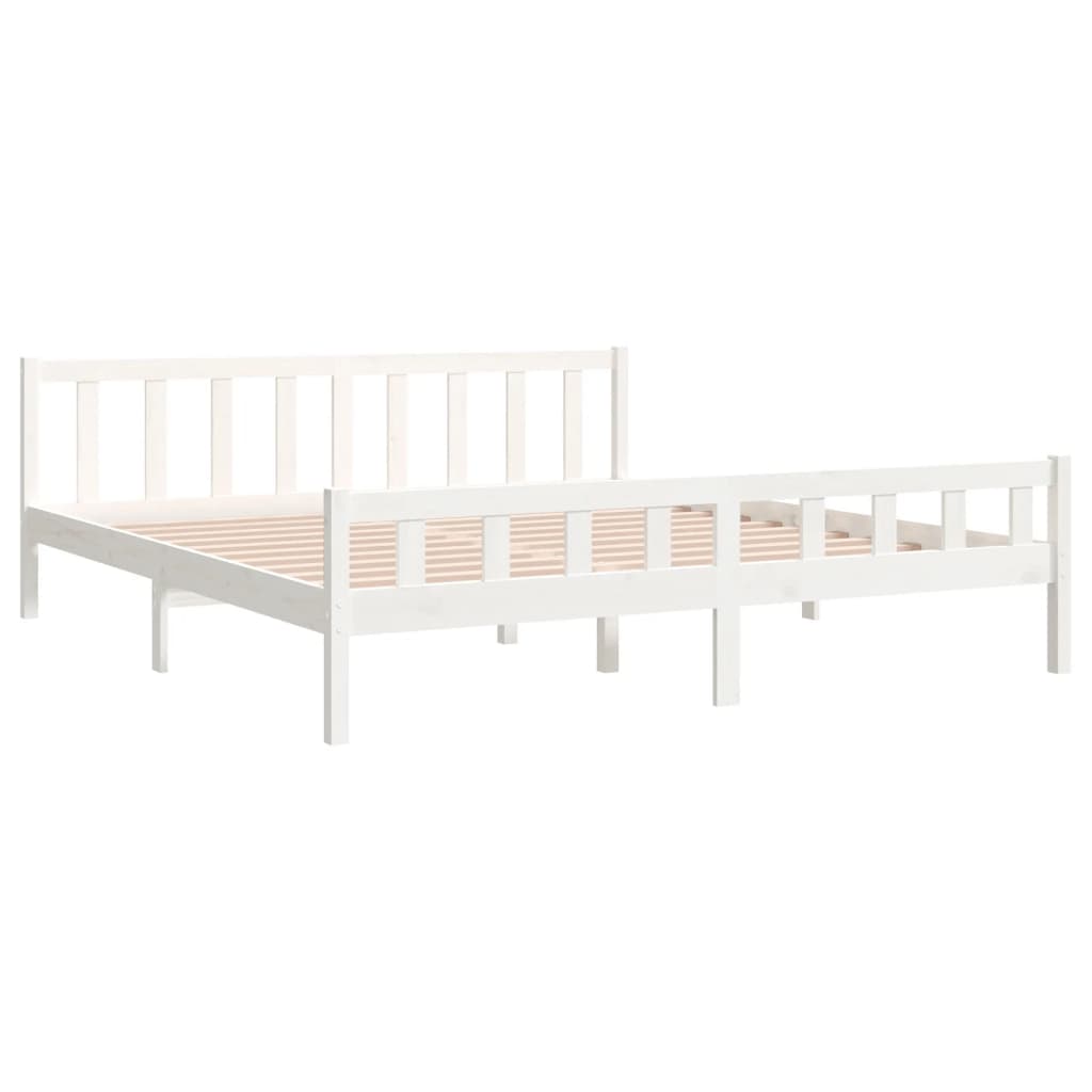 Cadre de lit sans matelas blanc bois massif 160x200 cm - XIOS