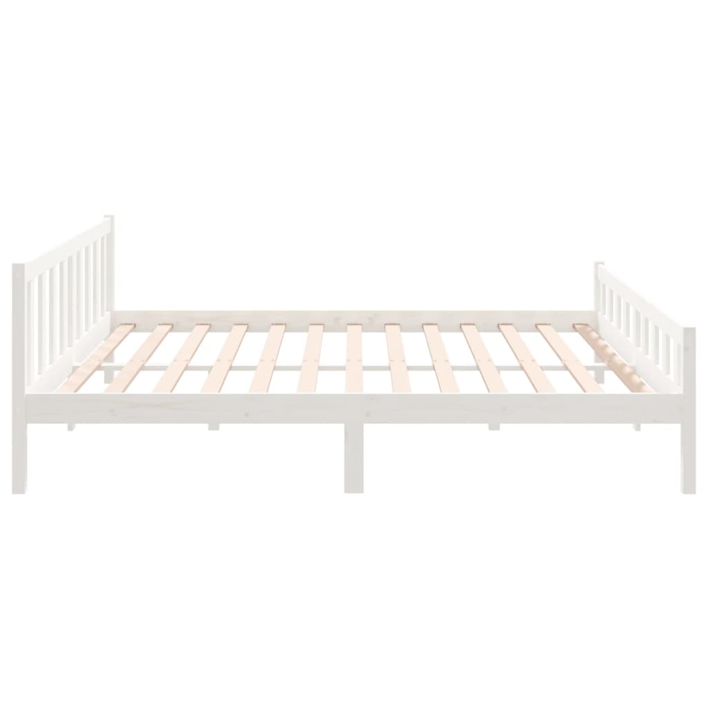Cadre de lit sans matelas blanc bois massif 160x200 cm - XIOS