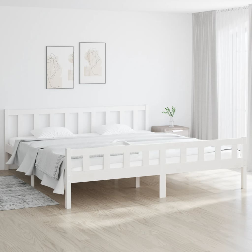 Cadre de lit sans matelas blanc bois massif 160x200 cm - XIOS