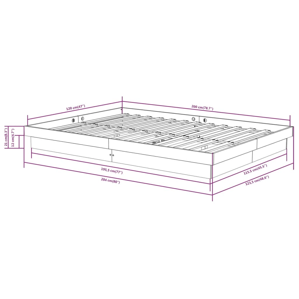 Cadre de lit sans matelas blanc bois massif 120x200 cm - XIOS