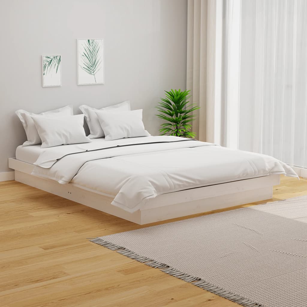 Cadre de lit sans matelas blanc bois massif 120x200 cm - XIOS