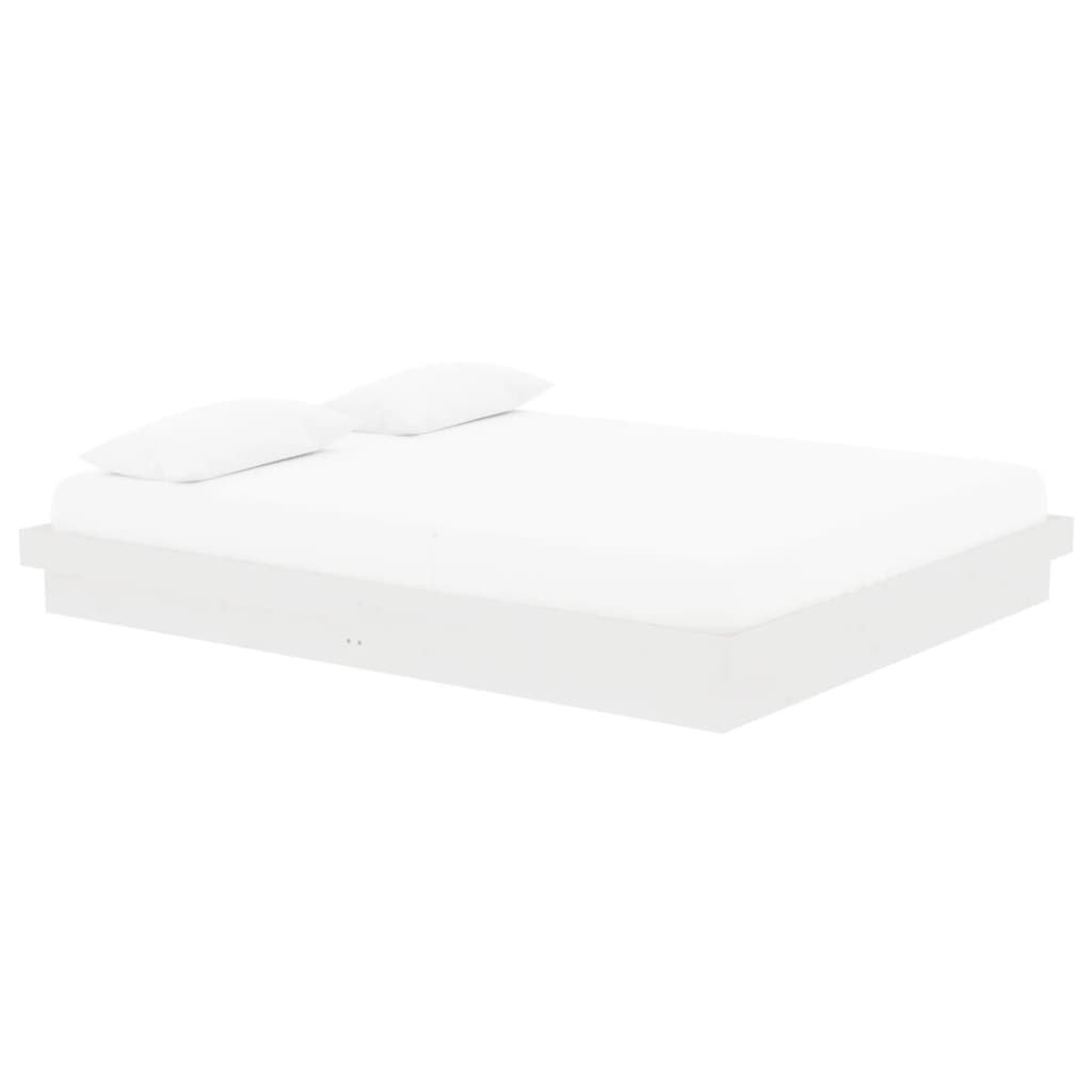 Cadre de lit sans matelas blanc bois massif 160x200 cm - XIOS