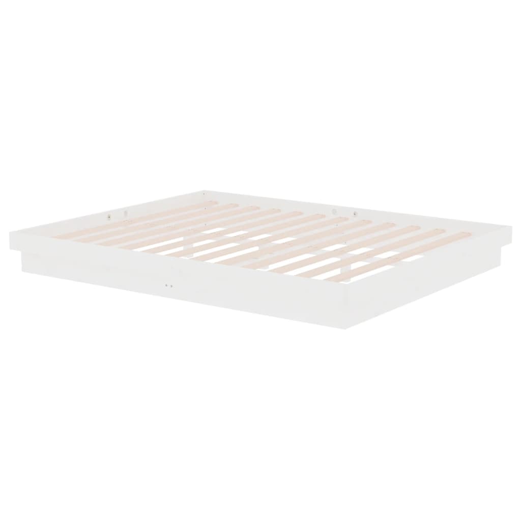 Cadre de lit sans matelas blanc bois massif 160x200 cm - XIOS