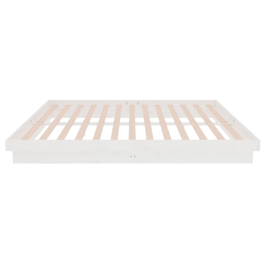 Cadre de lit sans matelas blanc bois massif 160x200 cm - XIOS