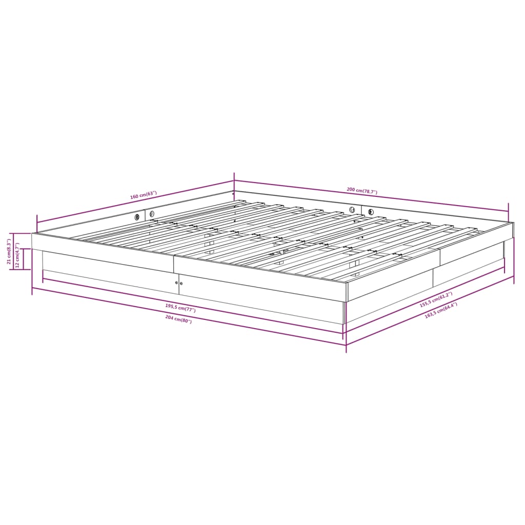 Cadre de lit sans matelas blanc bois massif 160x200 cm - XIOS