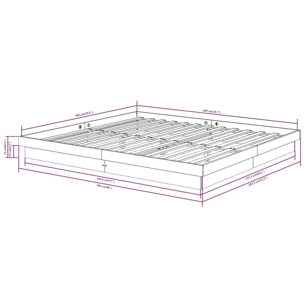Cadre de lit sans matelas bois massif - XIOS