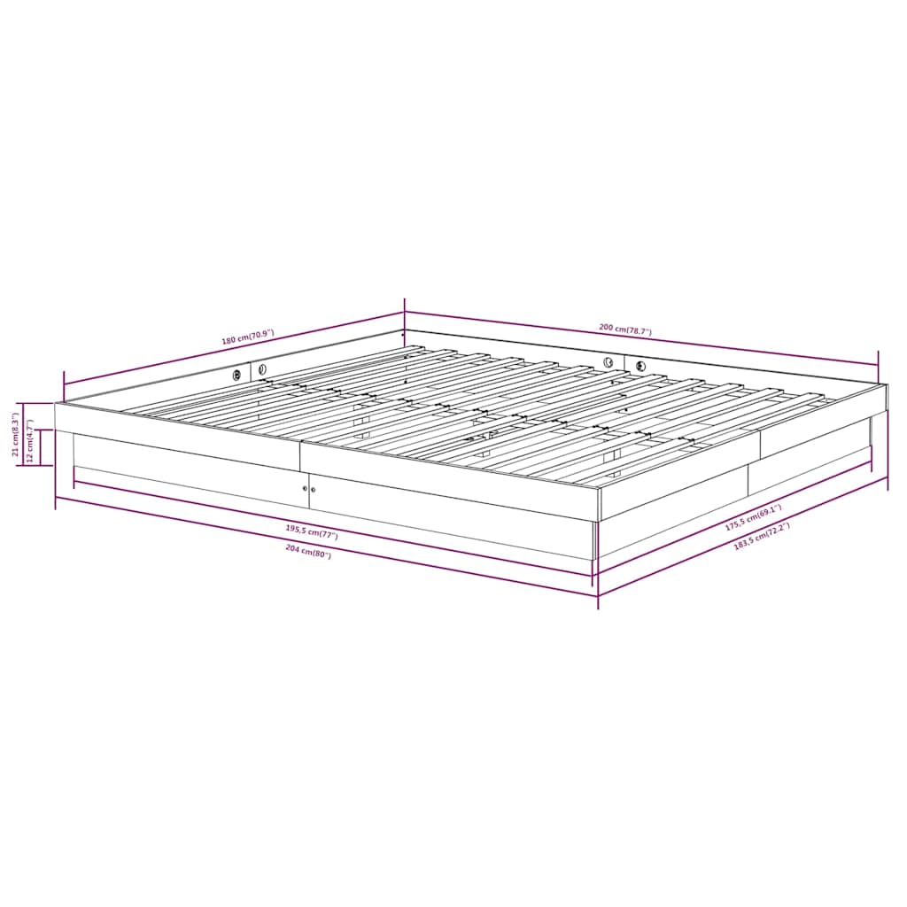 Cadre de lit sans matelas bois massif - XIOS
