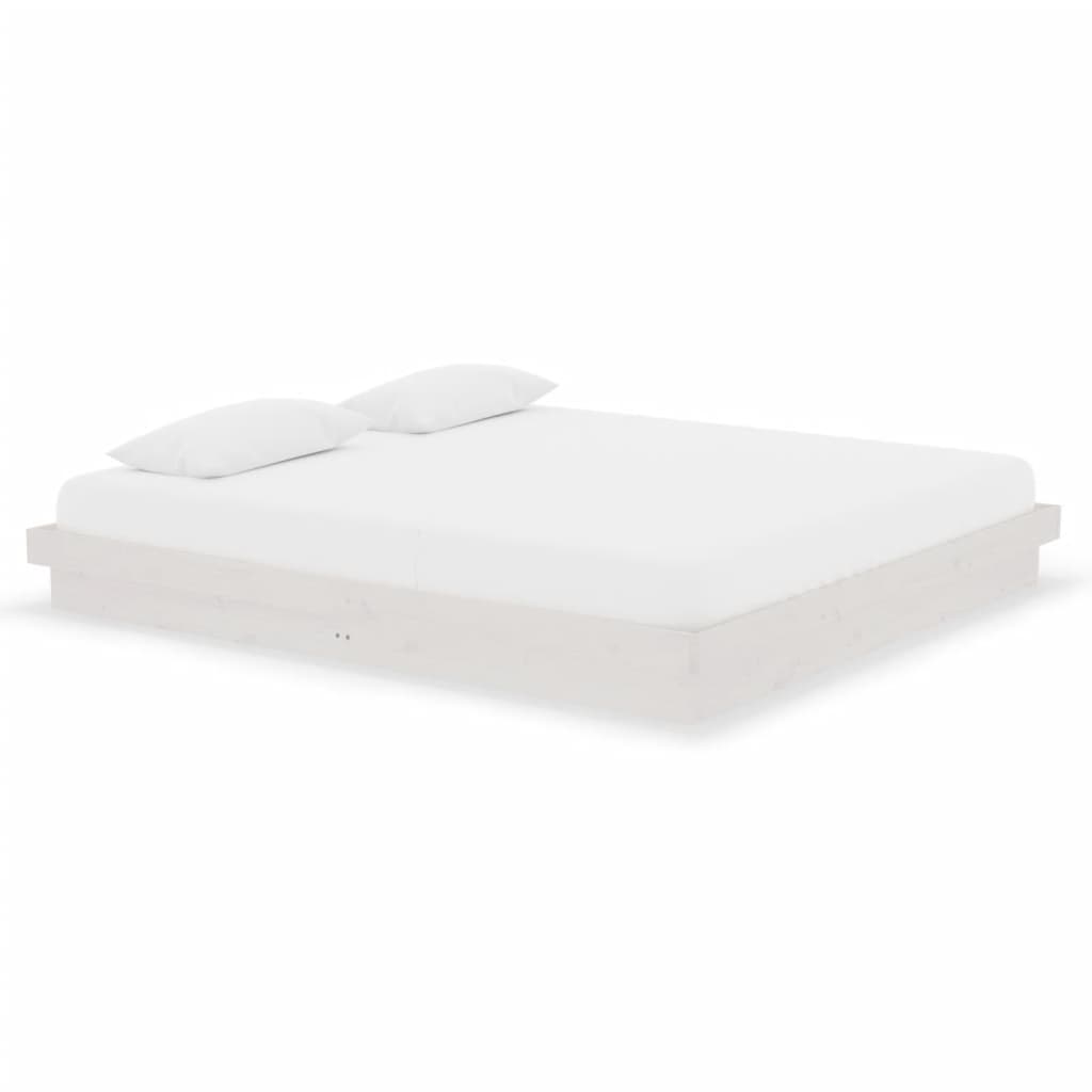 Cadre de lit sans matelas blanc bois massif