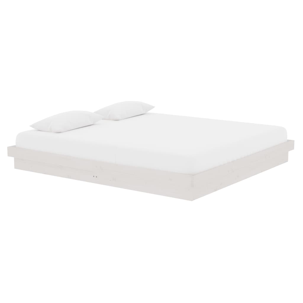 Cadre de lit sans matelas blanc bois massif