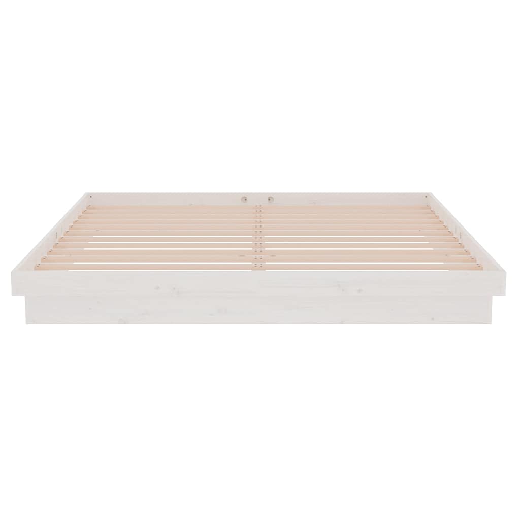 Cadre de lit sans matelas blanc bois massif