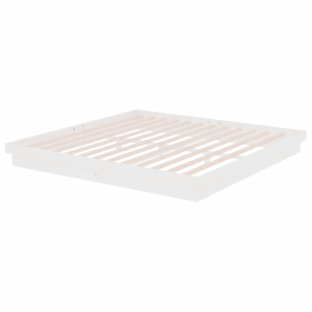 Cadre de lit sans matelas blanc bois massif 200x200 cm - XIOS