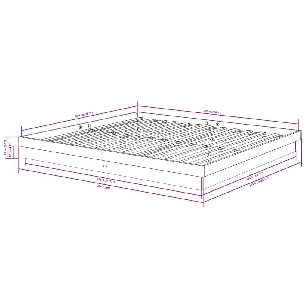 Cadre de lit sans matelas blanc bois massif 200x200 cm - XIOS