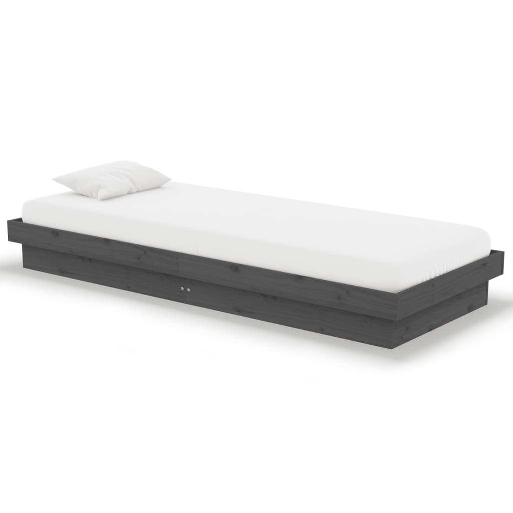 Cadre de lit sans matelas gris bois massif - XIOS