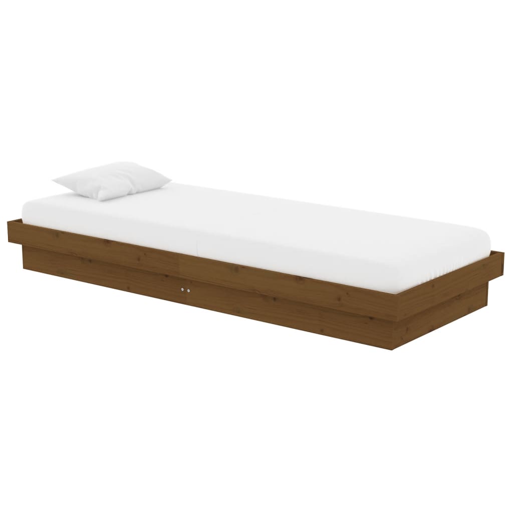 Cadre de lit sans matelas marron miel bois massif - XIOS