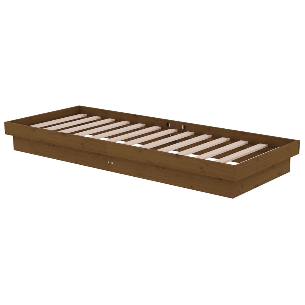 Cadre de lit sans matelas marron miel bois massif - XIOS