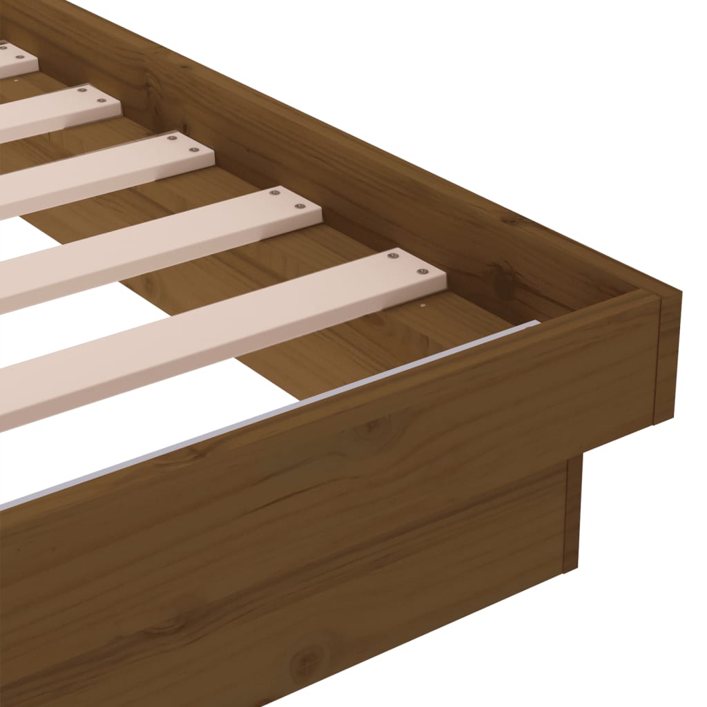 Cadre de lit sans matelas marron miel bois massif - XIOS
