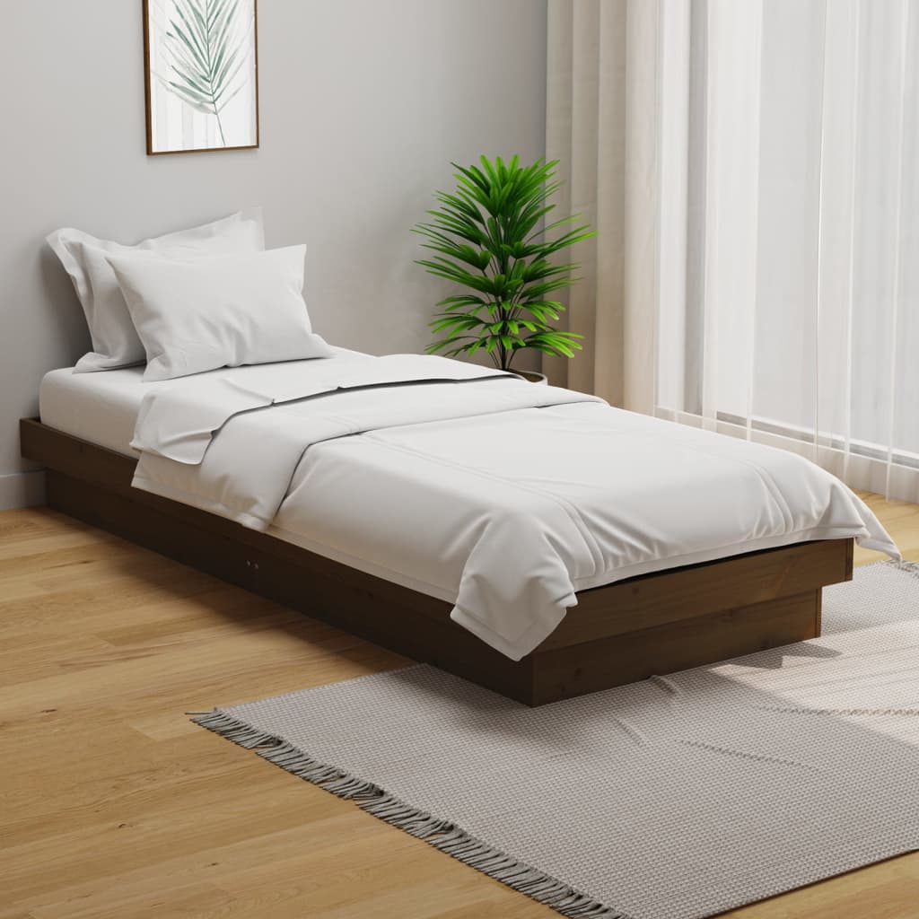 Cadre de lit sans matelas marron miel bois massif - XIOS