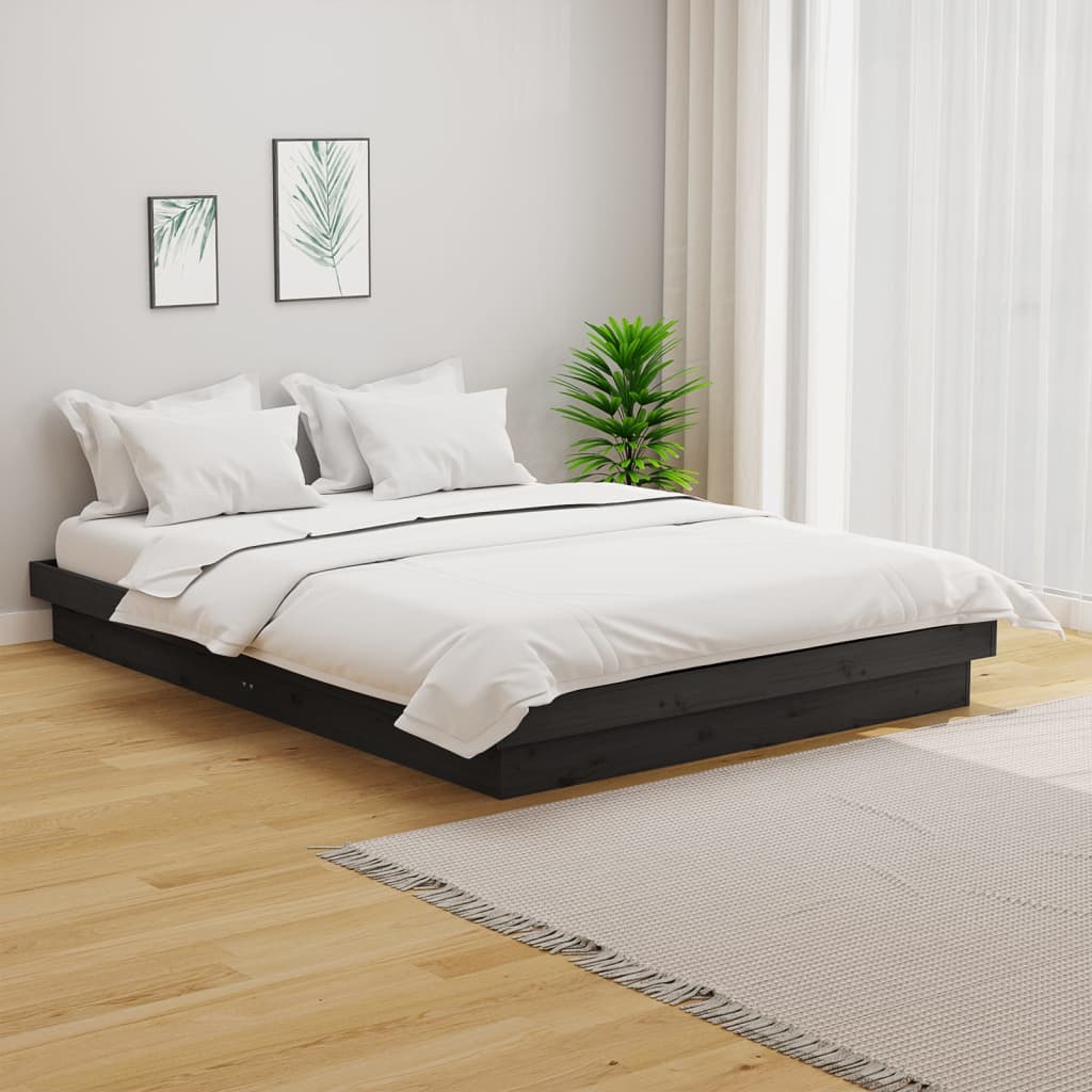 Cadre de lit sans matelas gris bois massif - XIOS