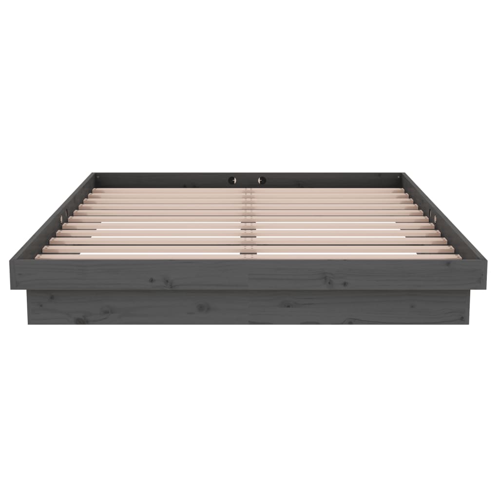 Cadre de lit sans matelas gris bois massif 140x190 cm - XIOS