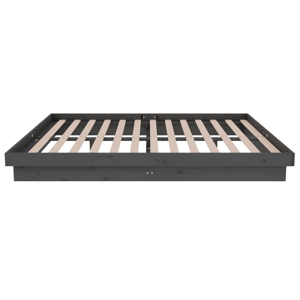 Cadre de lit sans matelas gris bois massif 140x190 cm - XIOS