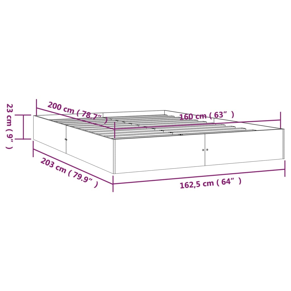 Cadre de lit sans matelas bois massif 160x200 cm - XIOS