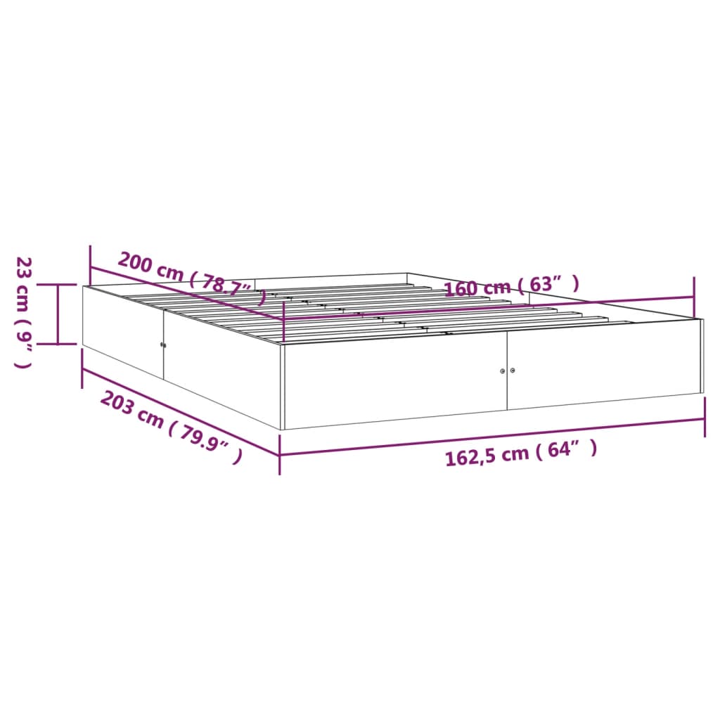 Cadre de lit sans matelas blanc bois massif 160x200 cm - XIOS