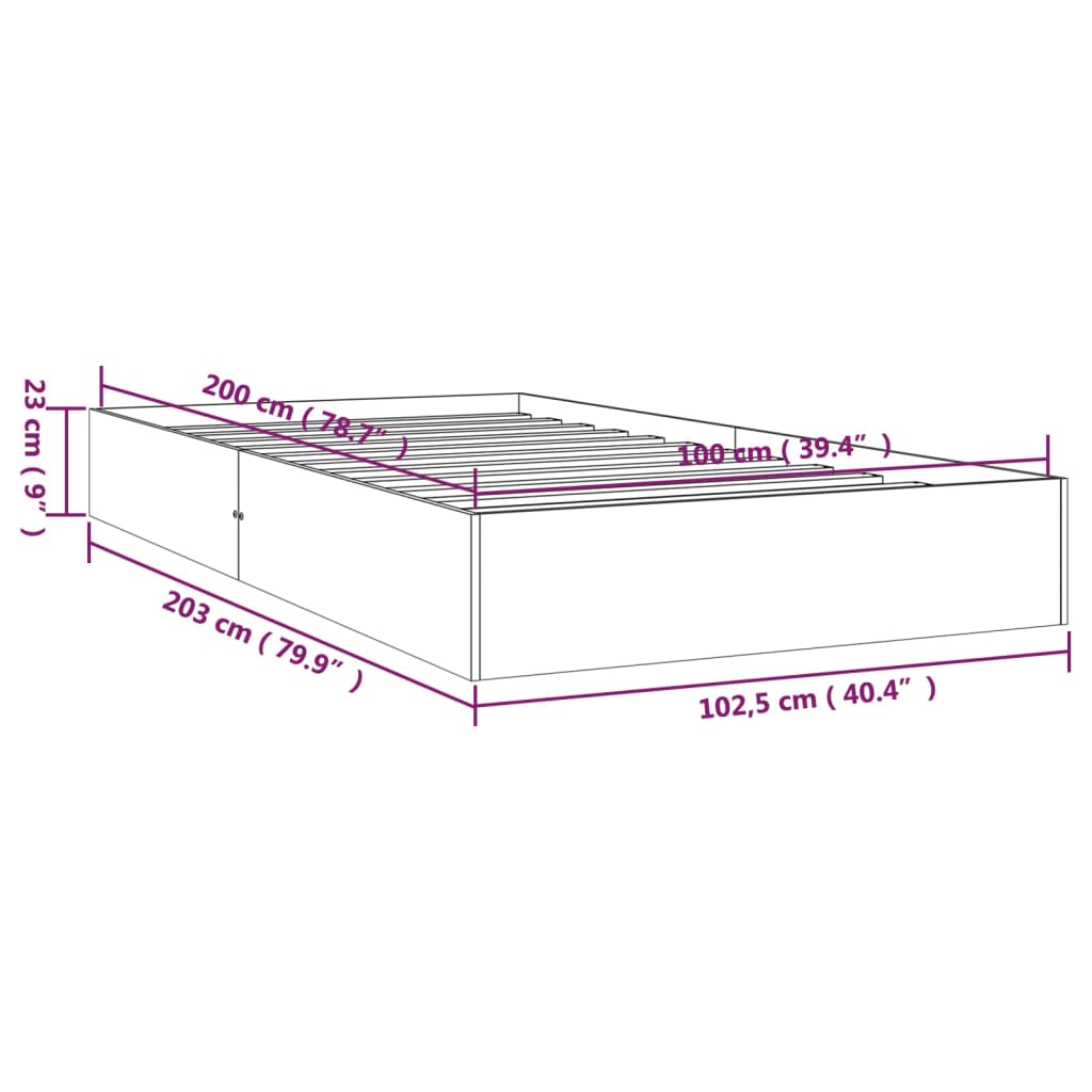 Cadre de lit sans matelas blanc bois massif 100x200 cm - XIOS