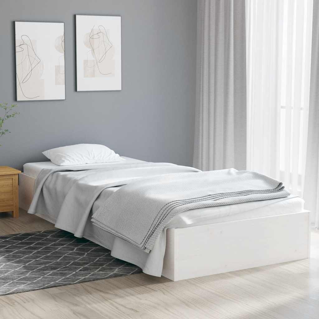 Cadre de lit sans matelas blanc bois massif 75x190 cm - XIOS