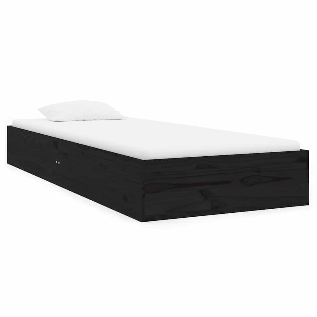 Cadre de lit sans matelas noir bois massif 75x190 cm - XIOS