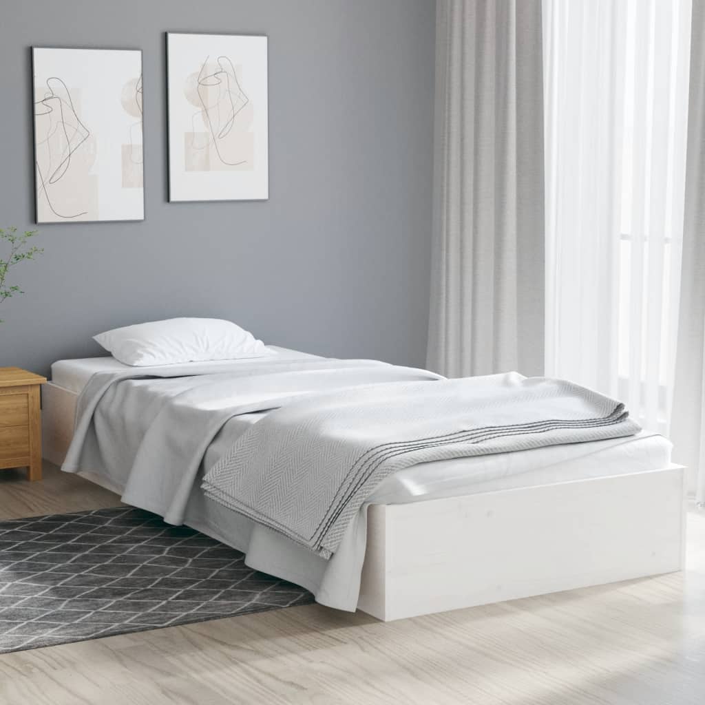 Cadre de lit sans matelas blanc bois massif 90x190 cm - XIOS