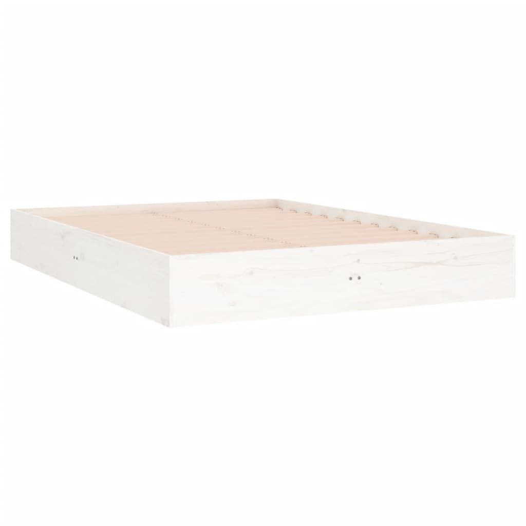 Cadre de lit sans matelas blanc bois massif 140x190 cm - XIOS