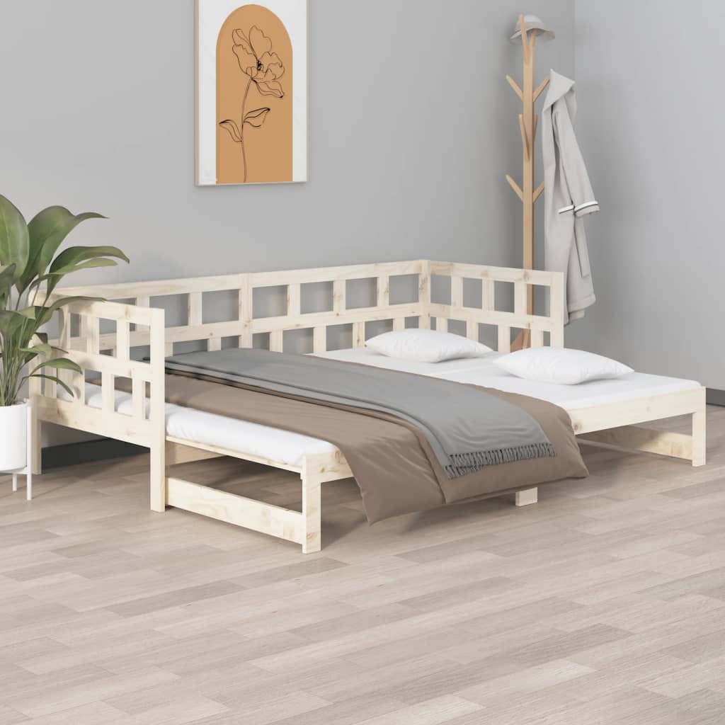 Lit coulissant sans matelas bois de pin solide 2x(80x200) cm - XIOS