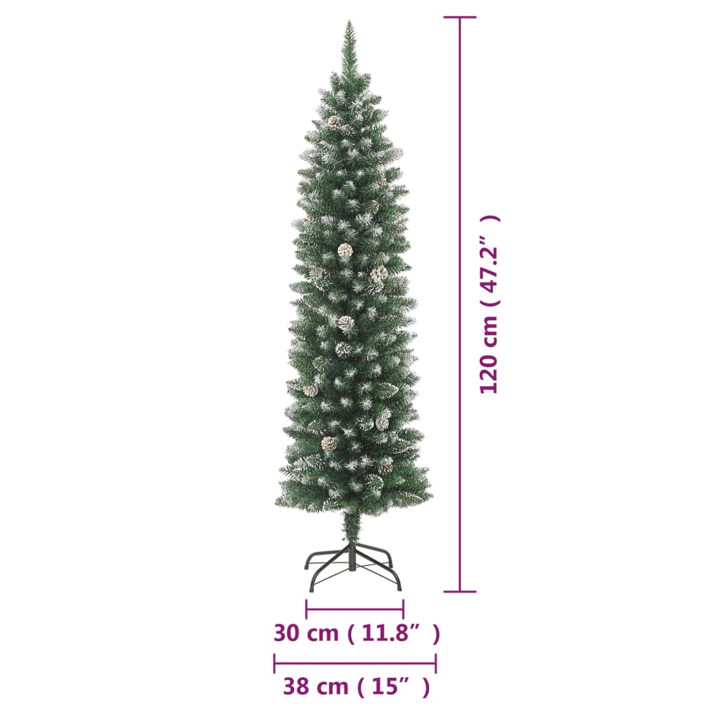 Sapin de Noël artificiel mince avec support 120 cm PVC - XIOS
