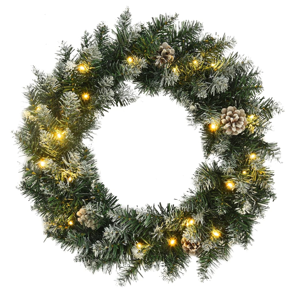 Couronne de Noël avec lumières LED Vert 60 cm PVC - XIOS