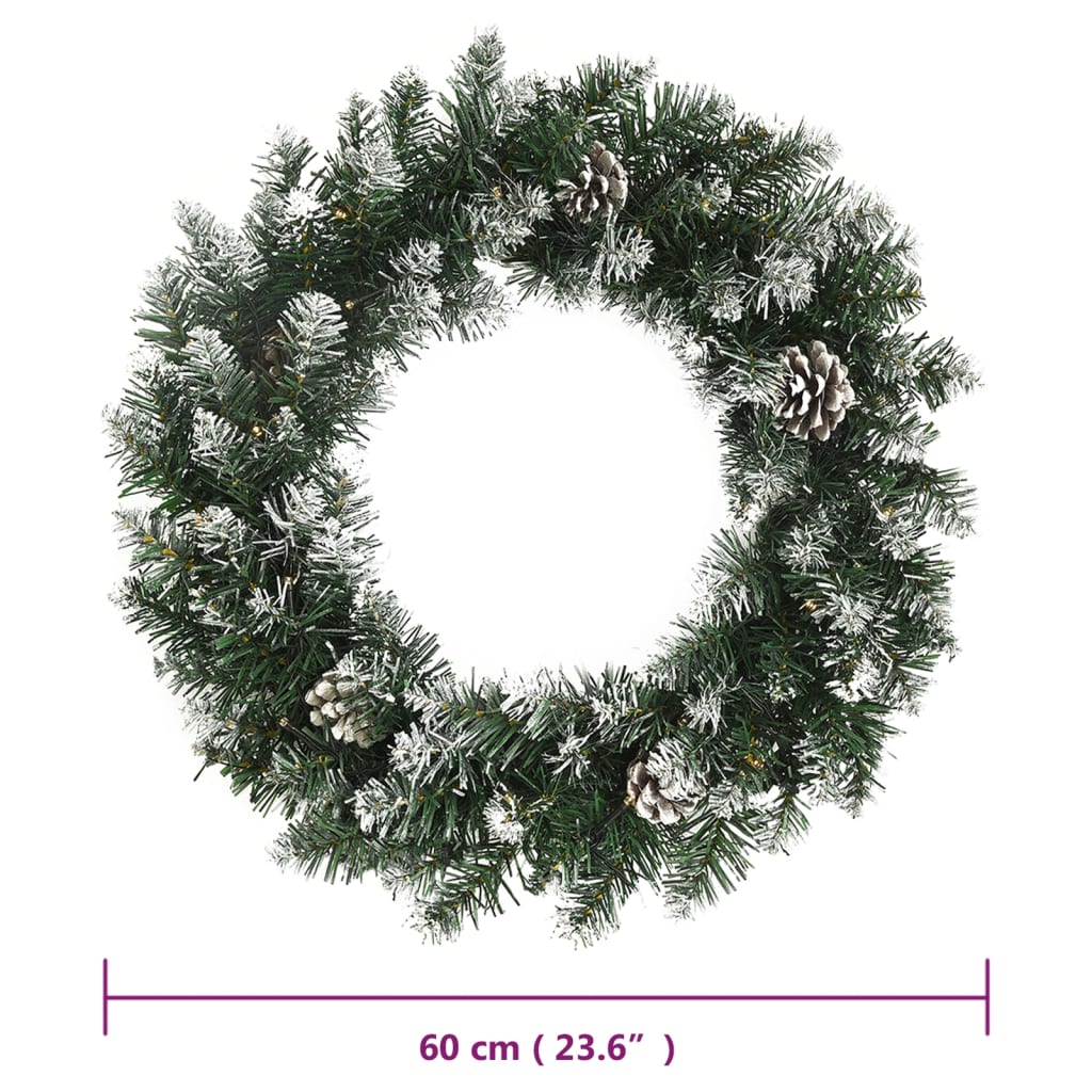 Couronne de Noël avec lumières LED Vert 60 cm PVC - XIOS