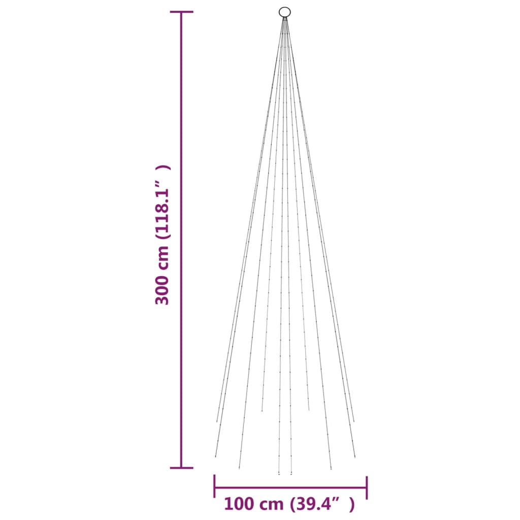 Sapin de Noël sur mât de drapeau 310 LED Colorées 300 cm - XIOS
