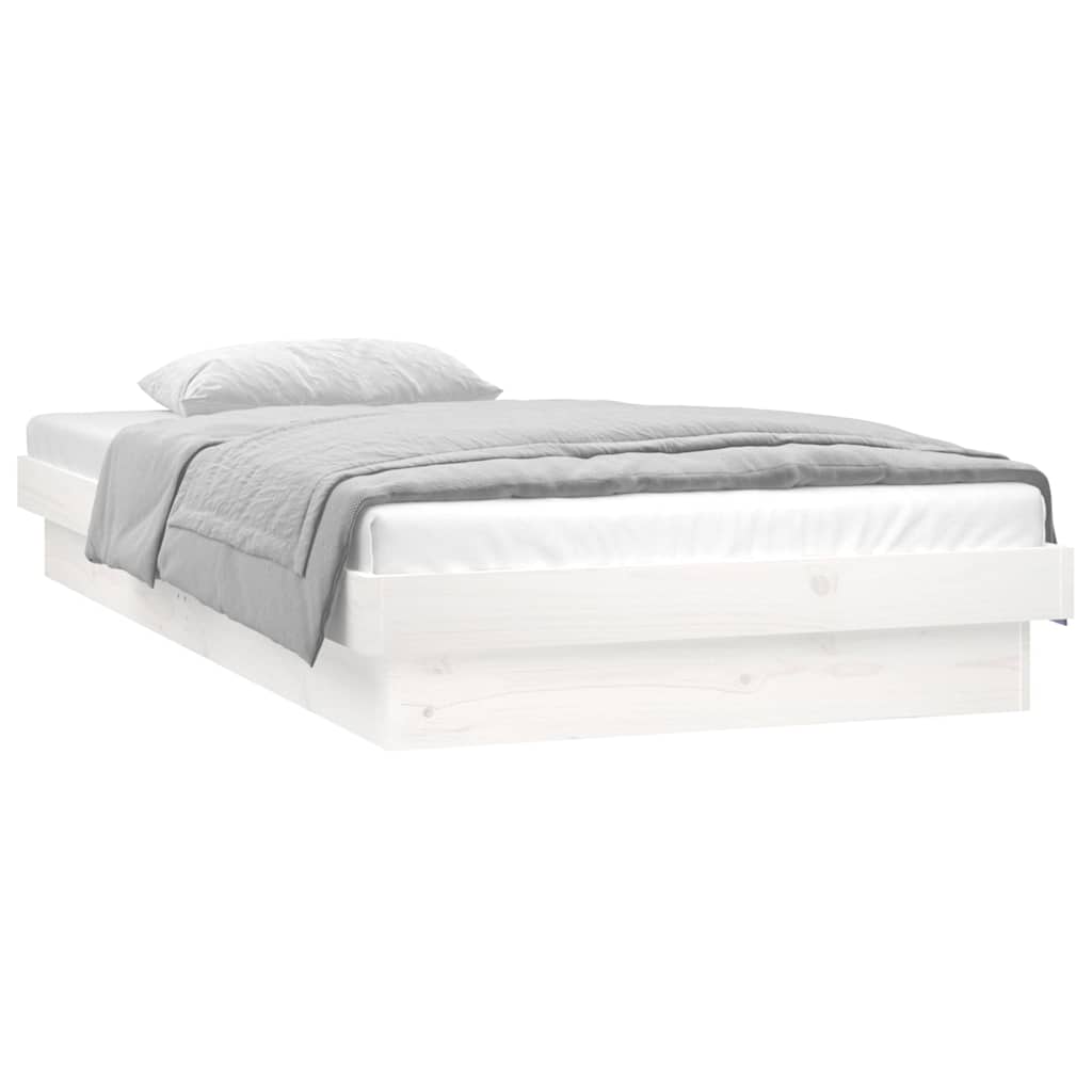 Cadre de lit à LED sans matelas blanc bois massif - XIOS
