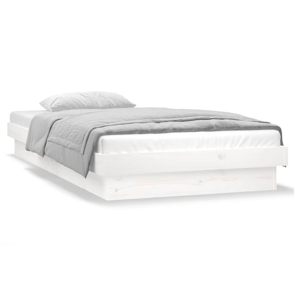 Cadre de lit à LED sans matelas blanc bois massif - XIOS