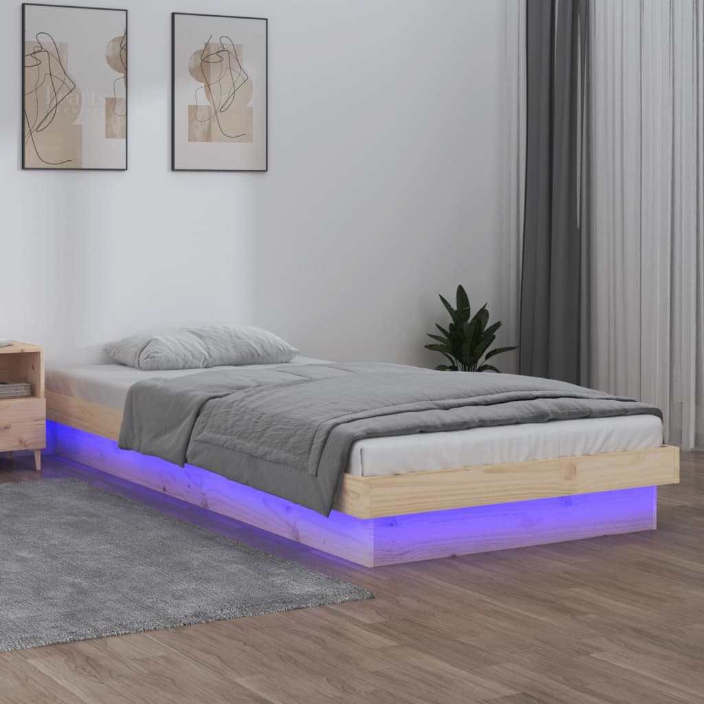 Cadre de lit à LED sans matelas bois massif - XIOS