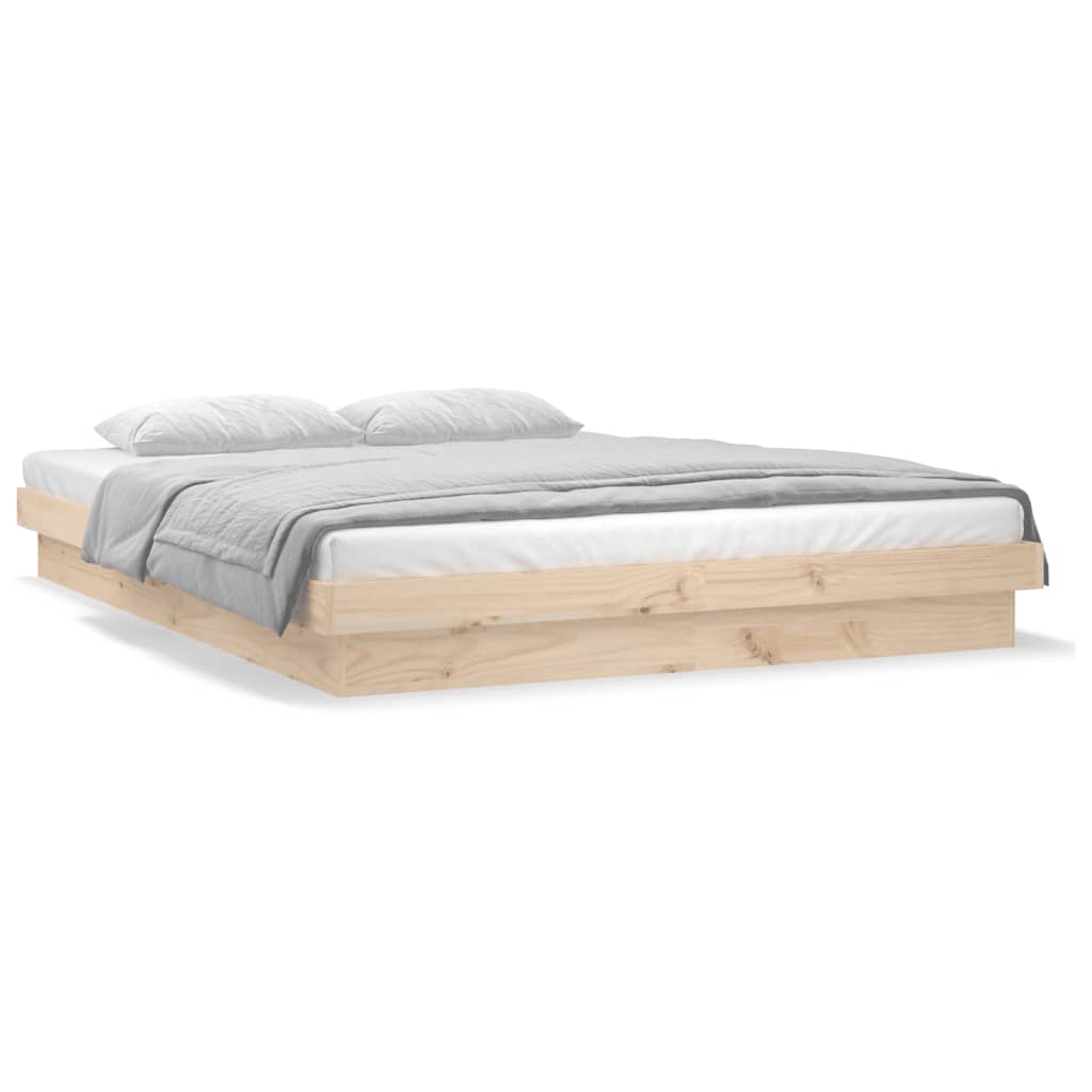 Cadre de lit à LED sans matelas 140x190 cm bois massif - XIOS