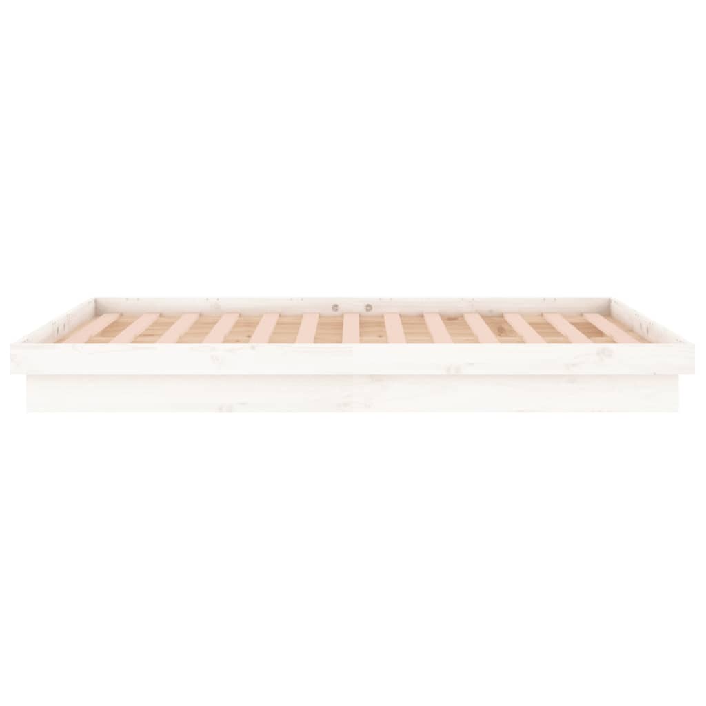 Cadre de lit à LED sans matelas blanc 140x190 cm bois massif - XIOS
