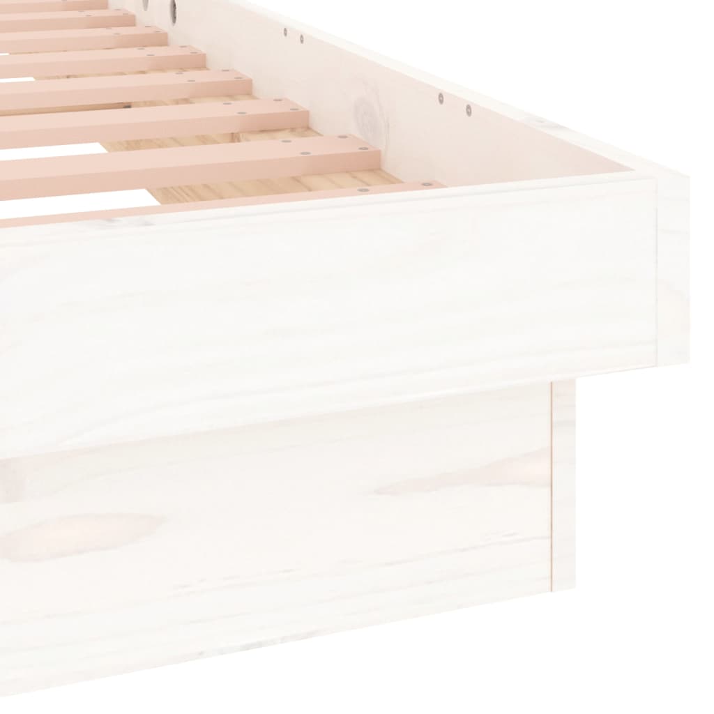 Cadre de lit à LED sans matelas blanc 140x190 cm bois massif - XIOS