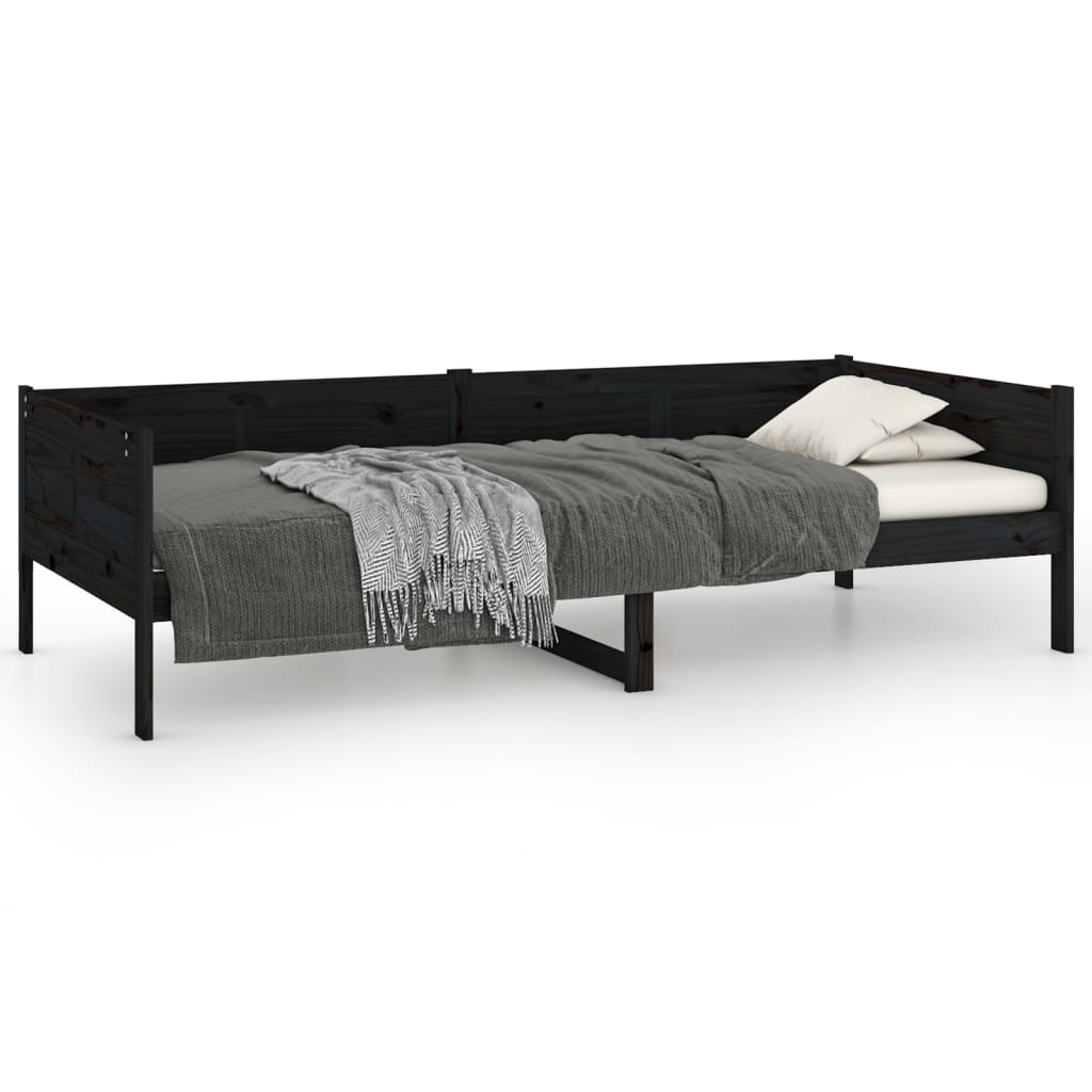 Lit de jour sans matelas noir bois de pin massif 90x190 cm - XIOS