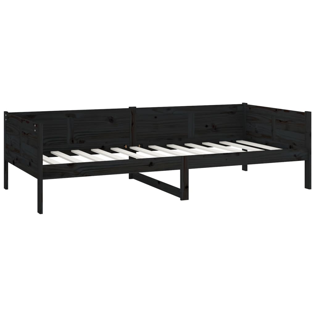 Lit de jour sans matelas noir bois de pin massif 90x190 cm - XIOS